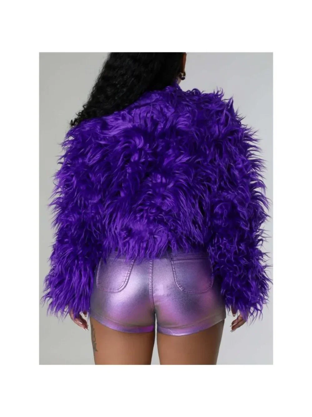 Faux Fur Open Front Cropped Outerwear